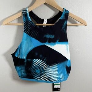 Under Armour Women’s Large High Neck Sports Bra Molded Cups Blue Black NWT